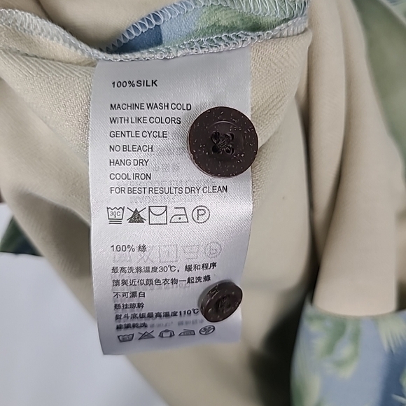 Luxstitch Men's Silk Hawaiian Short Sleeve Button-Down Beach Shirt Blue Sz XXL - Picture 6 of 7